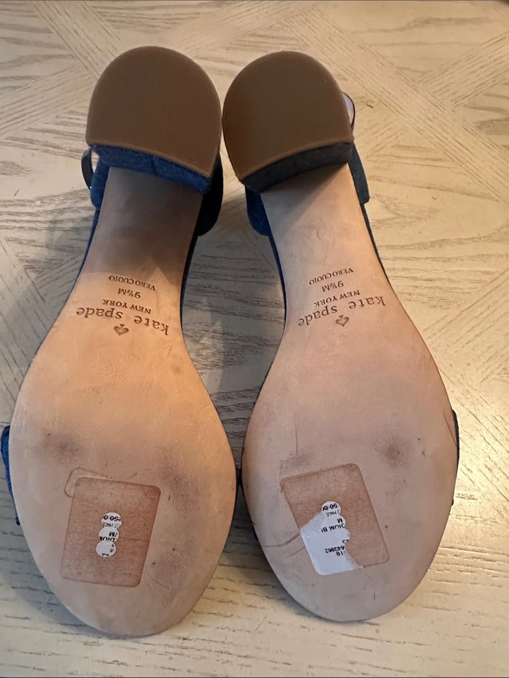 kate spade denim scalloped ankle-strap block heels